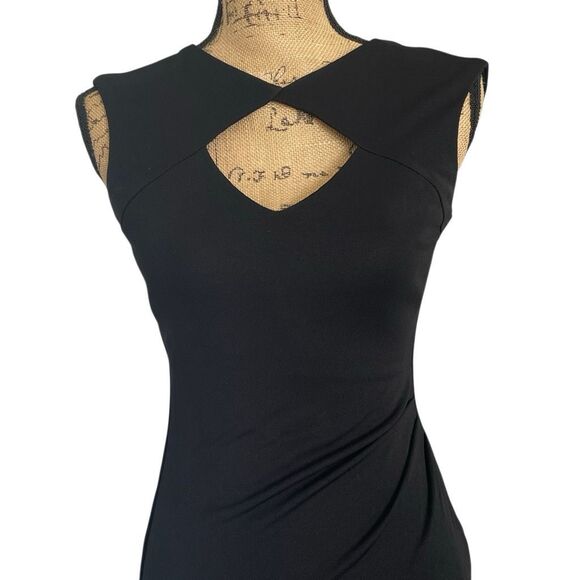 EUC! Nicole Miller Collection Black Sleeveless Midi Chest Cut Out Dress - Size 4 - Picture 2 of 7